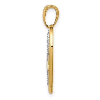 14K and White Rhodium Polished Hearts inside Heart Pendant — alternate view