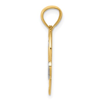 14k and White Rhodium #1 MOM Heart Pendant — alternate view