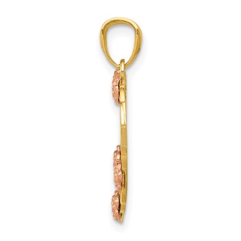 14k Two-tone with White Rhodium GRANDMA Heart with Flowers Pendant — alternate view