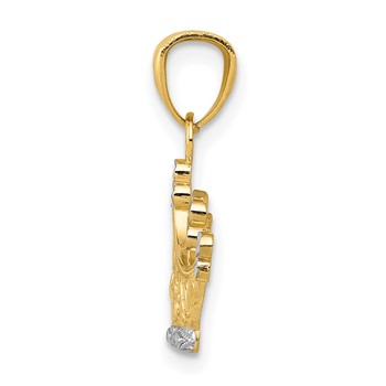 14k and White Rhodium Crown Pendant — alternate view