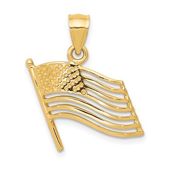 14K Cut-out American Flag Pendant