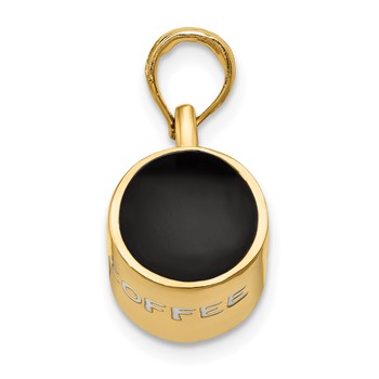 14K 3-D Black Enameled Coffee Cup Pendant — alternate view