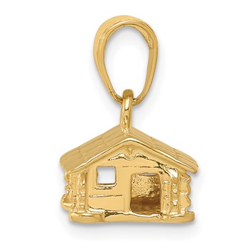 14k 3-D Log Cabin Pendant — alternate view