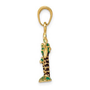 14k 3-D Enameled Palm Trees Pendant — alternate view