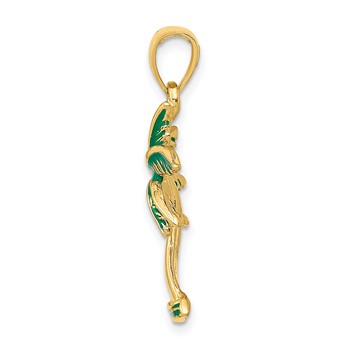 14k Enameled Palm Tree Pendant — alternate view