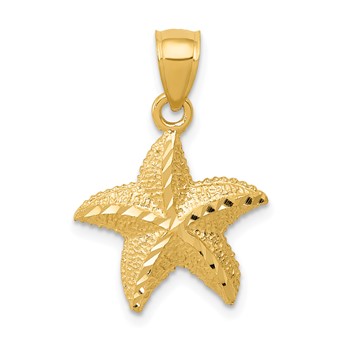 14K Diamond-cut Starfish Pendant