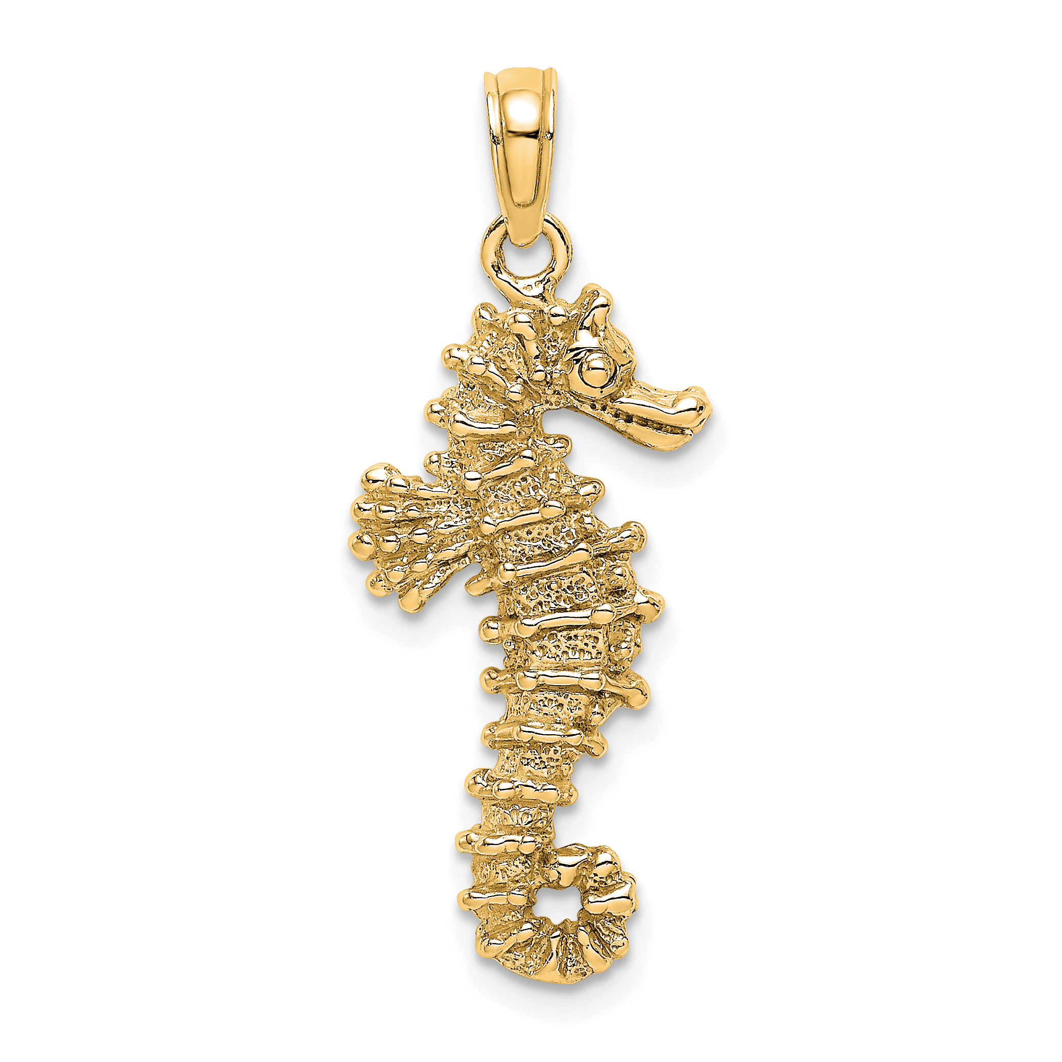 14k 3-D Seahorse Pendant - Quality Gold