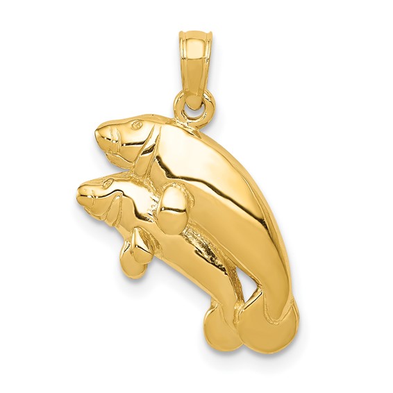 14k Yellow Gold Solid Double Manatee Pendant 14k Yellow Gold Solid Double Manatee Pendant