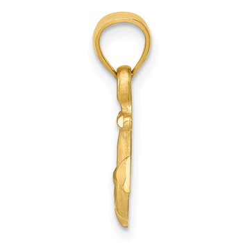 14K Satin Diamond-cut Anchor Pendant — alternate view