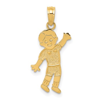 14K Boy Waving Pendant