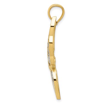 14k and White Rhodium Diamond-cut Butterfly Pendant — alternate view