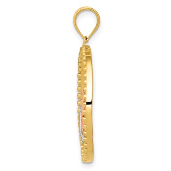 14K Two-tone with White Rhodium Dragonfly in Circle Pendant — alternate view