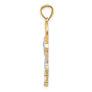 14k and White Rhodium Diamond-cut Frog in Heart Pendant — alternate view