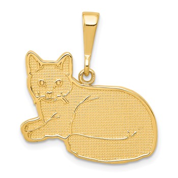 14k Textured Russian Blue Cat Pendant
