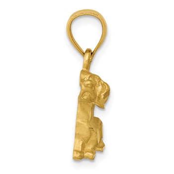 14K Satin Diamond-cut Dachshund Dog Pendant — alternate view