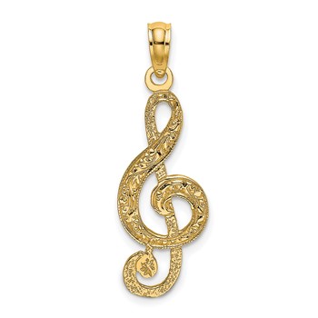14K Textured Treble Clef Charm