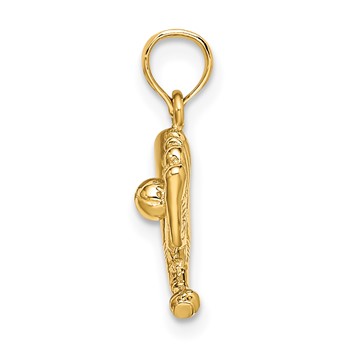 14K Baseball/Bat/Glove Charm — alternate view