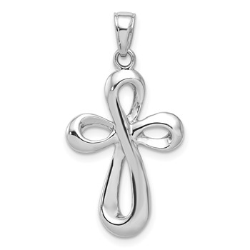 14k White Gold Ribbon Cross Pendant