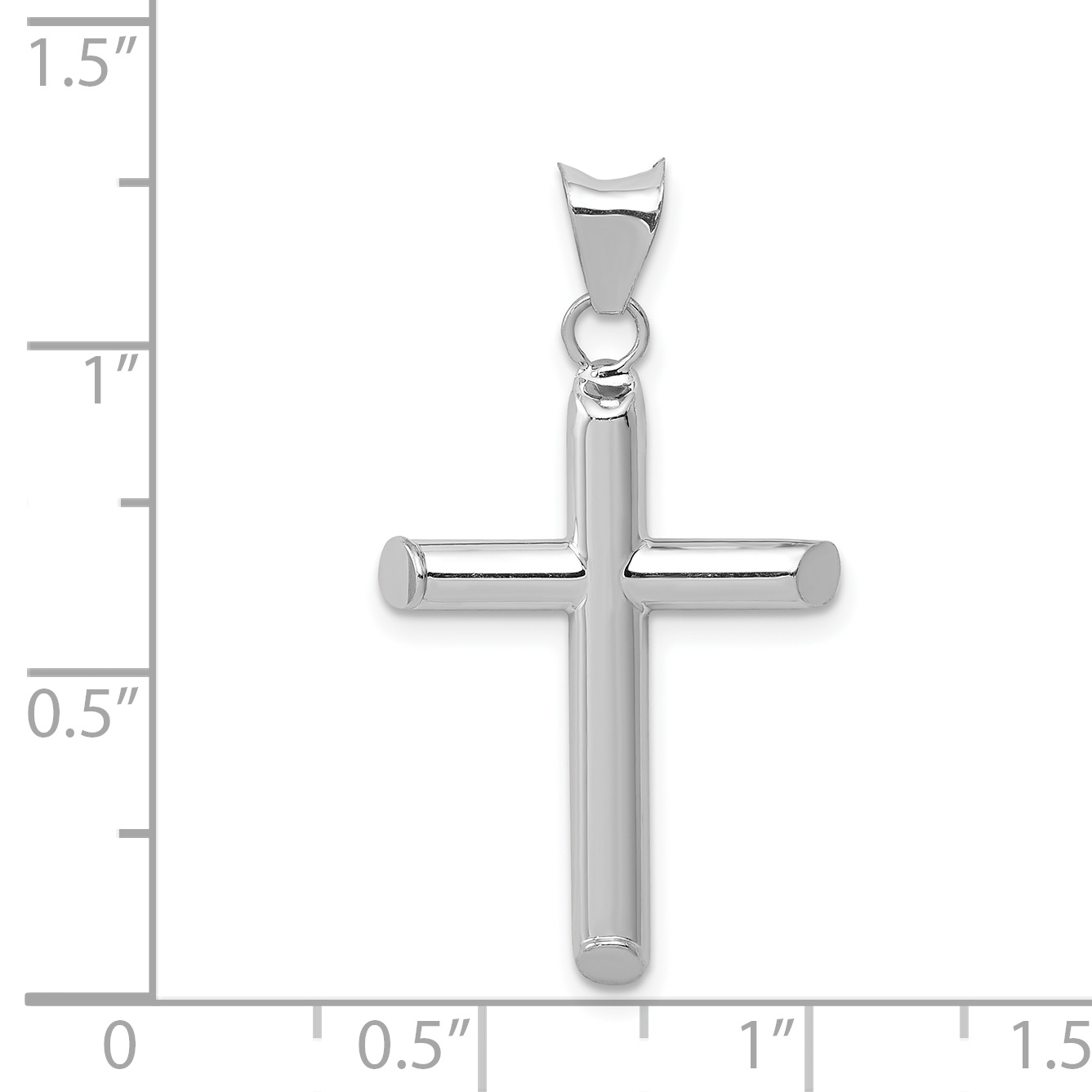 Cross Charm Pendant 14k White Gold 32x16mm Religious Hollow detailed image 3