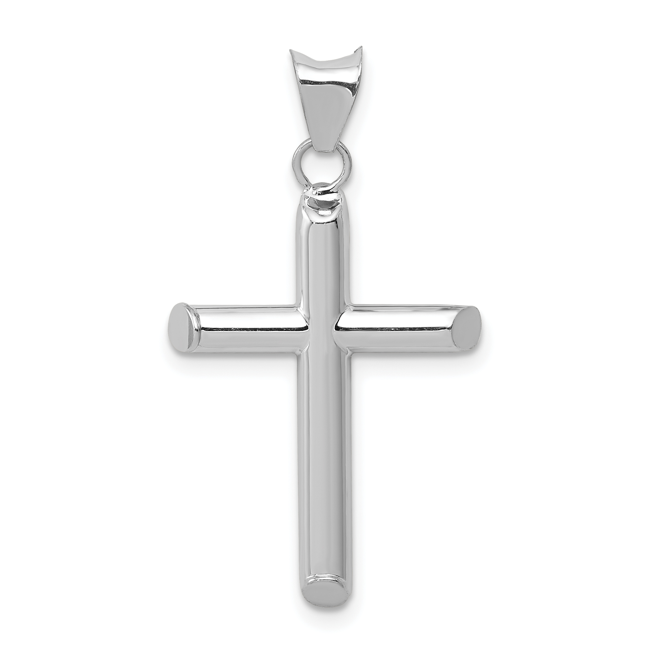 Cross Charm Pendant 14k White Gold 32x16mm Religious Hollow main product image
