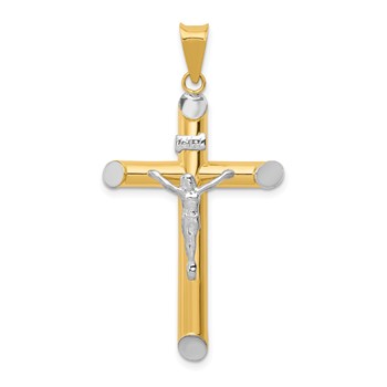 14K Two-Tone and White Rhodium Inri Crucifix Pendant
