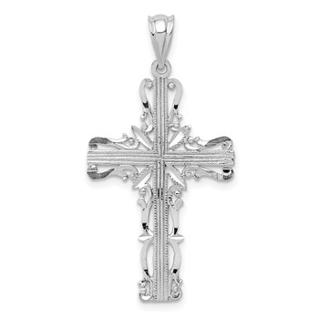 14k White Gold Fancy Latin Cross Pendant
