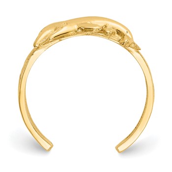 14K Two Dolphins Toe Ring — alternate view