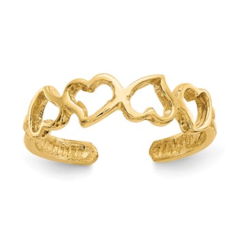 14K Open Hearts Toe Ring