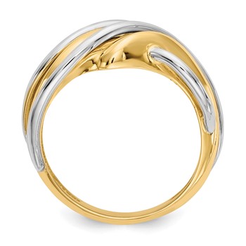 14k Two-tone Wave Ring — alternate view