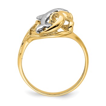 14k Two-tone Dolphin Wave Ring — alternate view