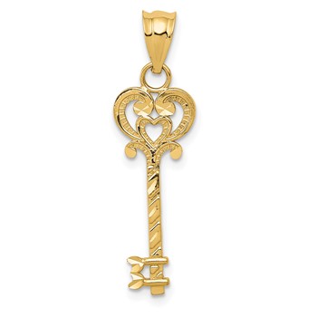 14k Diamond-cut Key Pendant
