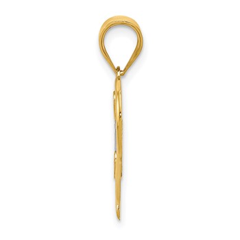 14k and White Rhodium Diamond-cut MOM Heart Pendant — alternate view