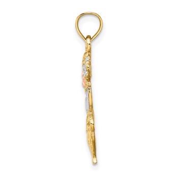 14K Two-tone w/White Rhod. #1 MOM Flower Basket Charm — alternate view