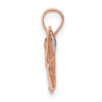 14k Rose Gold with White Rhodium Diamond-cut Butterfly Pendant — alternate view