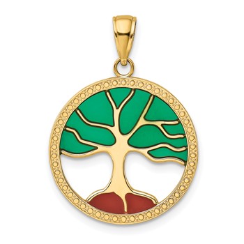 14K Enameled Tree of Life Pendant