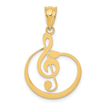 14k G Treble Clef Musical Note Pendant