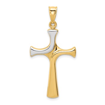 14k and White Rhodium Fancy Cross Pendant