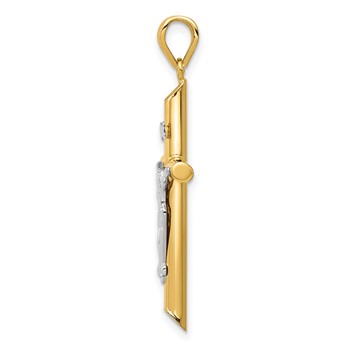 14k Two-tone Hollow Crucifix Pendant — alternate view