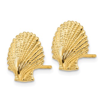 14K Scallop Shell Post Earrings — alternate view