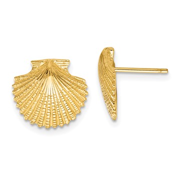 14K Scallop Shell Post Earrings