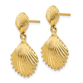14K Scallop Shell Dangle Post Earrings — alternate view