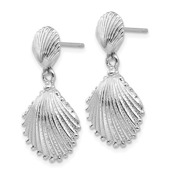 14K White Gold Scallop Shell Dangle Post Earrings — alternate view