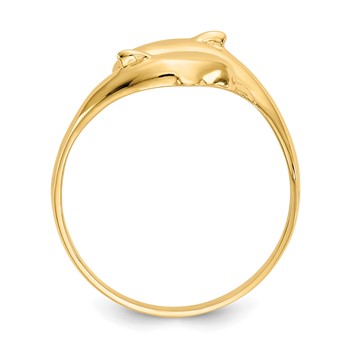 14K Double Dolphins Bypass Ring — alternate view