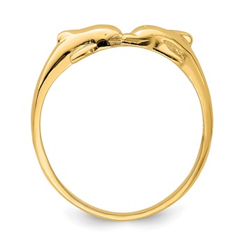 14K Dolphin Kissing Dolphin Ring — alternate view