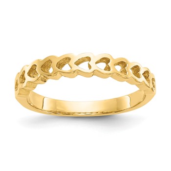 14k Polished Chain Hearts Ring