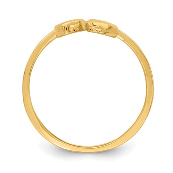 14K Double Heart Drop Ring — alternate view