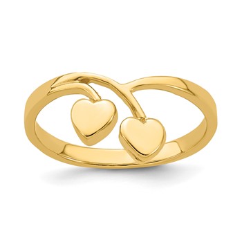 14K Double Heart Drop Ring