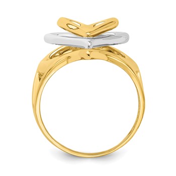 14K Two-tone Triple Stacked Heart Ring — alternate view