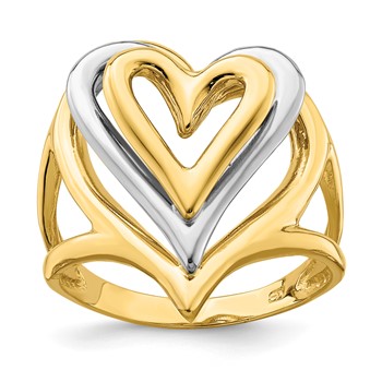 14K Two-tone Triple Stacked Heart Ring