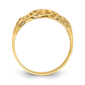 14K Diamond-cut Cut-Out Vine and Leaf Design Dome Ring — alternate view
